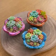 多肉植物 用 鉢 ハンドメイド鉢 オーブン粘土 手作り 3つ 小さな鉢 ちまちま