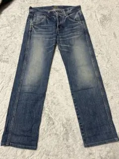 ドミンゴ　デニムパンツ ジーンズ ストレート ブルー ダメージ加工S