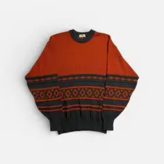 90s BALENCIAGA ロゴエンボス 総柄ウールニット セーター　メンズLのサムネイル