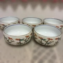 有田焼　秀山作　小鉢　竹柄　５個セット　金縁