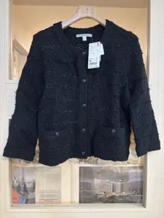 新品UNIQLO ツイードカーディガン ブラックM