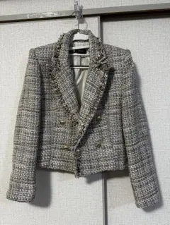 ZARA グレー系#ツイードツイードジャケット#テーラードジャケット