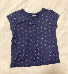 Petit main ネイビー チェリー柄 Tシャツ 80