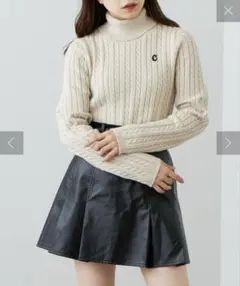 Chico ショート丈ケーブルタートル長袖チビニット