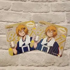 中古　上鳴電気　コースター　ノーマル１枚　ホロ(？)１枚　ヒロアカ　極楽湯