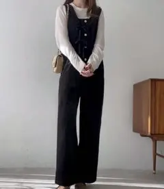 ブラックサロペット Mサイズ フロントボタン