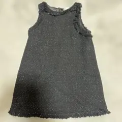 ZARA キッズ黒 ラメ入り ノースリーブ ワンピース　size7 122