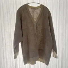 JEANASIS ベージュ レース編み ラメ入りカーディガン