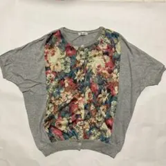 niko and... 花柄切替 半袖カーディガングレーのサムネイル
