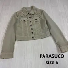 PARASUCO ベージュ クロップド丈 デニムジャケット　y2k タイトのサムネイル