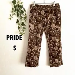 PRIDE【S】レディース　ローライズストレッチデニムパンツ　ブラウン　花柄のサムネイル