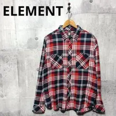 ELEMENT エレメント メンズ 長袖チェックシャツ L レッド スケーターのサムネイル