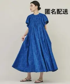 Curensology ギャザーオフショルワンピース ブルー コットン FREE 