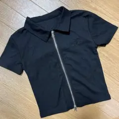 ブラックダブルジップTシャツ