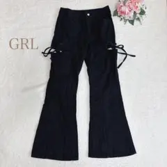 グレイル サイドカットアウトリボンフレアツイルパンツ 黒 Mのサムネイル