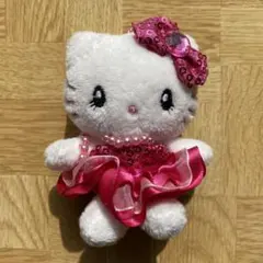 ハローキティ【サンリオ】ぬいぐるみマスコットキーホルダー ドレス ユニバ ピンク
