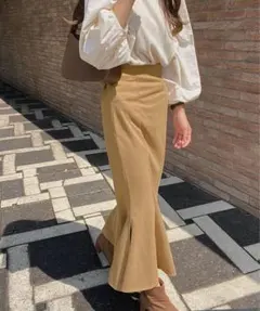 LAUIR スリットマーメイドロングスカート(秋冬もっちり素材 伸縮あり)