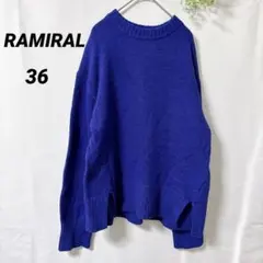 RAMIRAL 【36】鮮やかブルー ニットセーター クルーネック シンプル