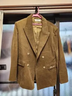 カーキ コーデュロイ ダブルブレストジャケット