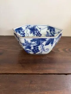 たち吉 橘吉 ぶどう絵 葡萄 盛鉢 六角形 皿 食器 うつわ 器 陶器
