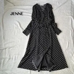 JENNE カシュクールドットワンピース ウエストリボン ロングワンピース S