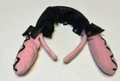 耳付きカチューシャ ピンクと黒