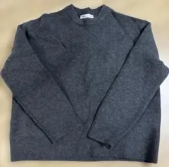 ZARA グレー ウール100% ニット セーター 長袖 M シンプル
