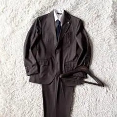 23年モデル>LARDINI 新ロゴ ダークグレー ウール スーツ サイズ46