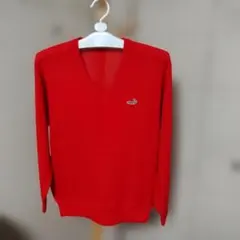 LACOSTE Vネック ニット レッド