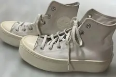 converse オールホワイト厚底ハイカットスニーカー24センチ