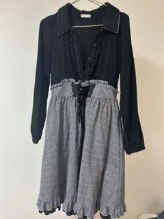 シャツワンピース ドッキングワンピース チェック axes femme