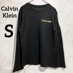 Calvin Klein カルバンクライン カットソー 黒 ロゴ刺繍 【S】