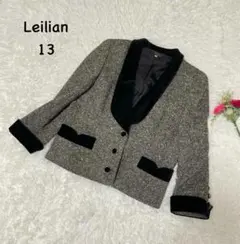 レリアン【XL】ベルベットカラージャケット　エレガント　ポケット付き　ウール