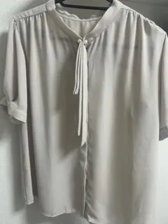 美品✨SHIPS シップス パール ボウタイショートスリーブブラウス 