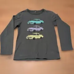 キッズ 長袖Tシャツ 140cm 車柄 モスグリーン