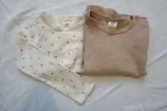 H&M 小花柄 ・無地 リブ 長袖トップス 2枚セット 92