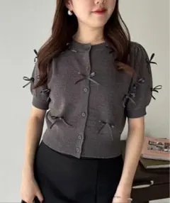 リボンいっぱいニットカーディガン