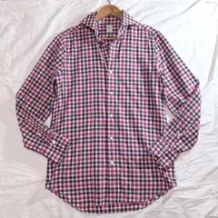 フィナモレ　チェック柄シャツ　ホリゾンタルカラー　イタリア製　大きいサイズ　40のサムネイル