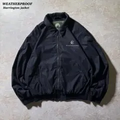WEATHERPROOFハリントンジャケット古着ブラック企業ロゴ短丈ワイド当時物