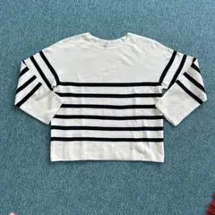UNIQLO 長袖カットソー　ボーダー　白　紺　Ｌ　綿100%
