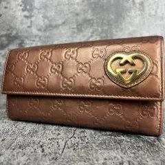 GUCCI グッチシマ ラブリーハート 長財布 メタリックブラウン