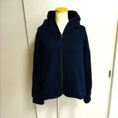 【本日限り】ネイビー フルジップ フード付きパーカー Lサイズ