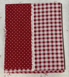 リバーシブル 綿麻キャンバス １ｍ チェック&ドット レッド