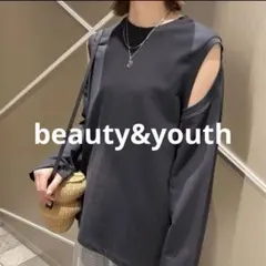 beauty&youth コットンインレイ ホール ロングスリーブ カットソー