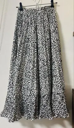 ヒョウ柄フリル裾ロングスカート F
