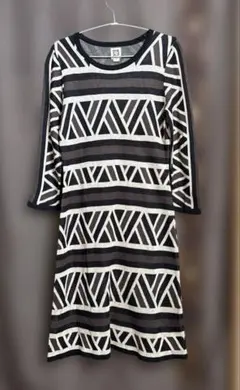 ANNE KLEIN アンクライン 　ジオメトリックニットワンピース