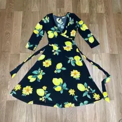 ⭐︎値下げ不可●美品● Janette サイズS レモン柄 ジャージードレスのサムネイル