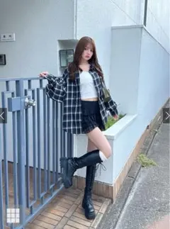 フード付きチェックパーカー[tw1241]