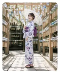豆千代モダン 浴衣　サンクチュアリ　セオアルファ　Mサイズ 水色 菖蒲　花柄 豆千代モダン 浴衣 サンクチュアリ セオアルファ Mサイズ 水色 菖蒲 花
