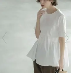 OPAQUE.clipオペークドットクリップペプラムフレアドッキングカットソー白